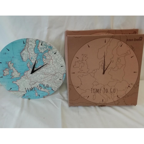 308 - 'Vintage Map' Wall Clocks - Boxed (3)