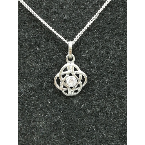 220 - Silver Hallmarked 925 Celtic 'April' Birthstone Pendant and Chain