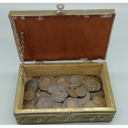 295 - Hinged Lid Trinket Box with English Coins 1861-1967