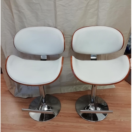 259 - White Leather Air Sprung Bar/Kitchen Stools (2). This Lot is Collection Only