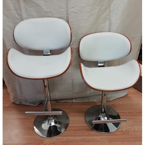 259 - White Leather Air Sprung Bar/Kitchen Stools (2). This Lot is Collection Only