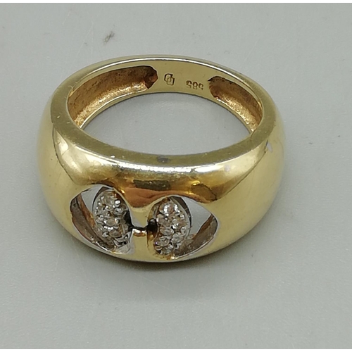 223 - 14ct Gold, Stamped 585 Ring with Diamonds. Size N. Weight 8.7 Gram. (Scrap at Time of Photo £203)