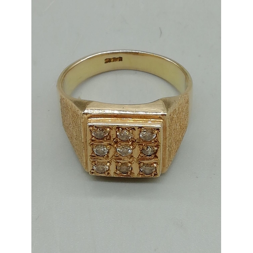 224 - 14kt Gold & Diamond Ring. Size S. 9.6 Gram (Scrap at Time of Photo £224)