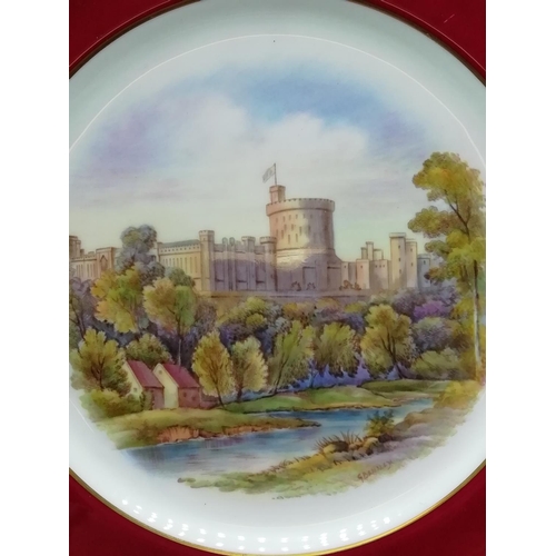 389 - Aynsley Hand Painted 26cm Cabinet Plate of Windsor Castle signed G Bentley