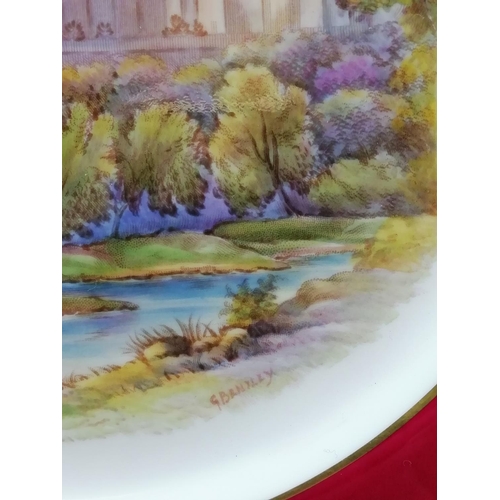 389 - Aynsley Hand Painted 26cm Cabinet Plate of Windsor Castle signed G Bentley