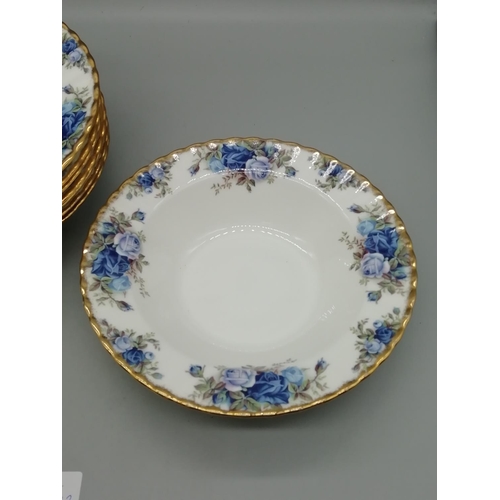 5 - Royal Albert 20cm Rimmed Soup Dishes in the 'Moonlight Rose' Pattern (8). 1st Quality