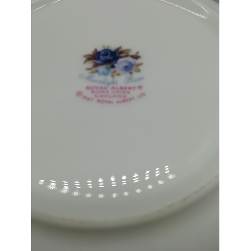 5 - Royal Albert 20cm Rimmed Soup Dishes in the 'Moonlight Rose' Pattern (8). 1st Quality