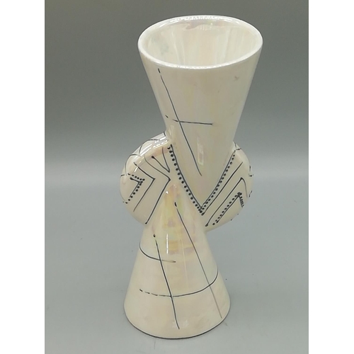 85A - Anita Harris 20cm Trial Cream Lustre Yoyo Vase