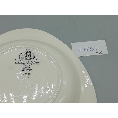 149 - 1950s Copeland Spode 'Cuti Kitten' Child's Skiing and Boating Plates Plates