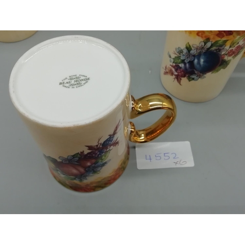 150 - Beau Monde Fine China Gilded Mugs (6)