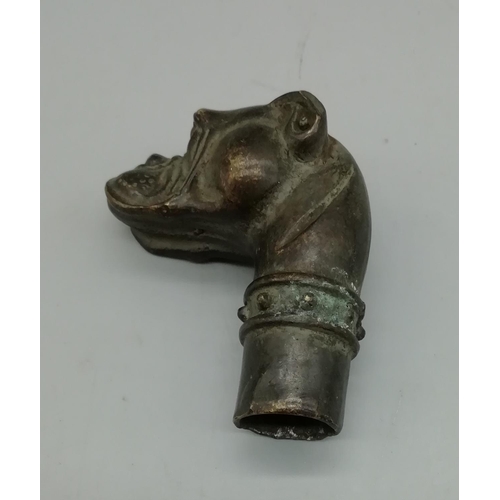 346 - Bronze Dog Head Walking Stick Top