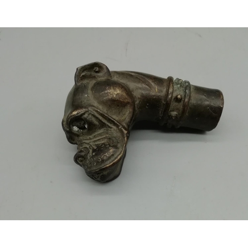 346 - Bronze Dog Head Walking Stick Top