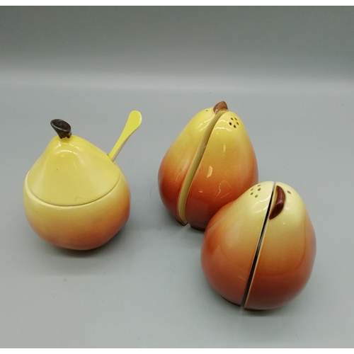 350 - Carlton Ware Pear Cruet Set and Spoon. 5 Pieces