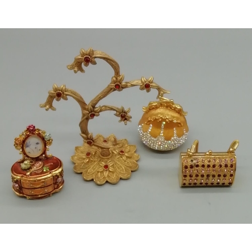 386 - Jewelled Enamel Trinket Boxes (3) plus Ring Tree