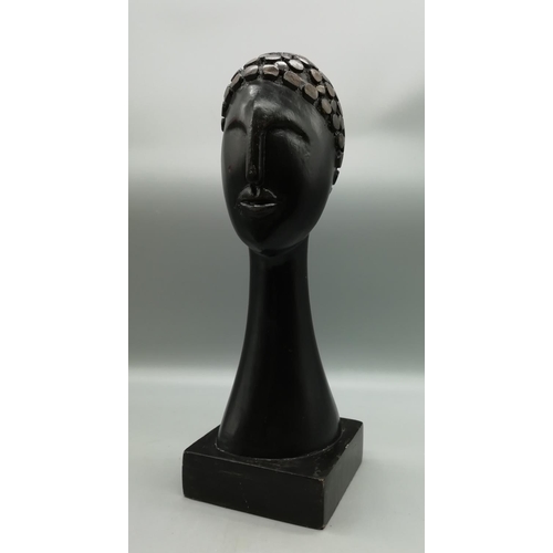 105 - Carved Wooden Bust. 30cm High