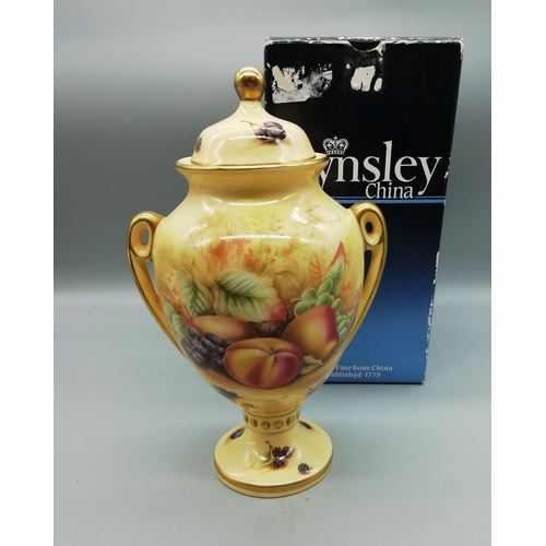 107 - Aynsley 2 Handled Portland Vase in the 'Orchard Gold' Pattern 21.5cm High - Boxed