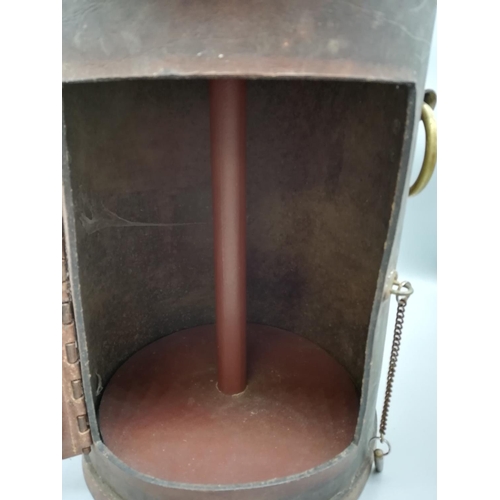 14 - Nautical Leather Cased Lantern. 41cm Rotating Base