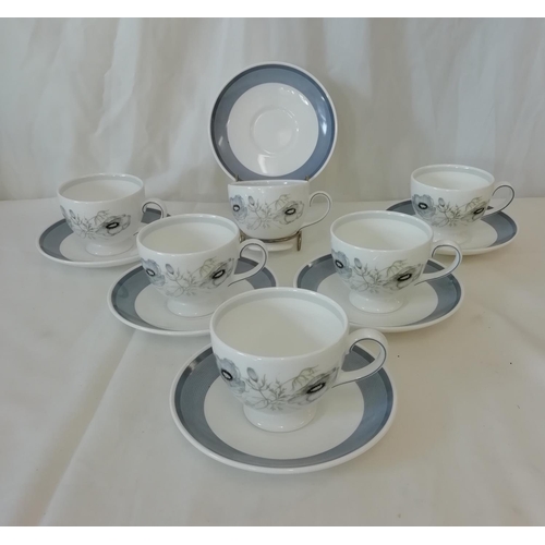 145 - Wedgwood China Susie Cooper Cups and Saucers in the 'Glen Mist' Pattern (6)