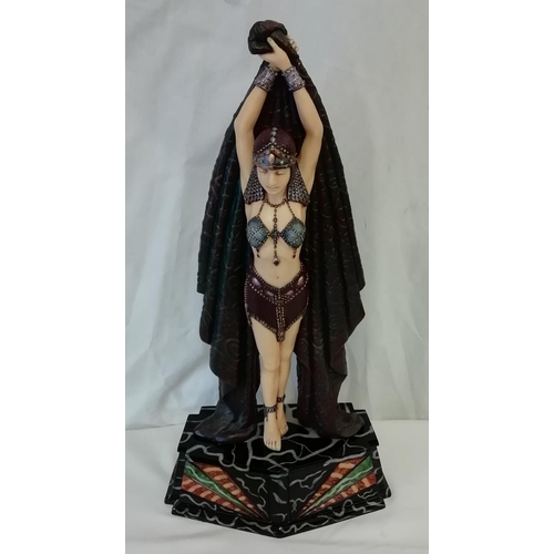 150A - Vereonise Resin Figure of a Dancing Lady on a Marble Plinth, 53cm high.