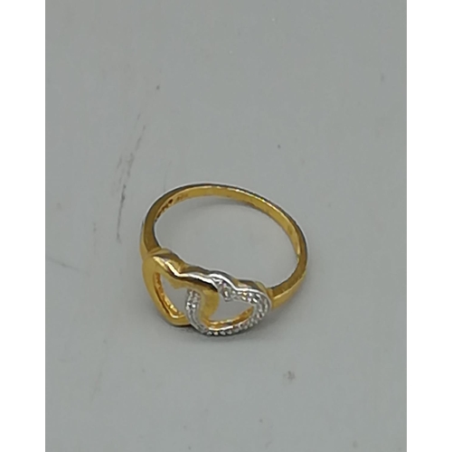 603 - Silver Gilt and CZ Heart Ring. Marked 925
