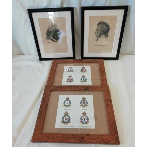 611 - Small Pictures to include Composers and Military Motto/Emblems (4)