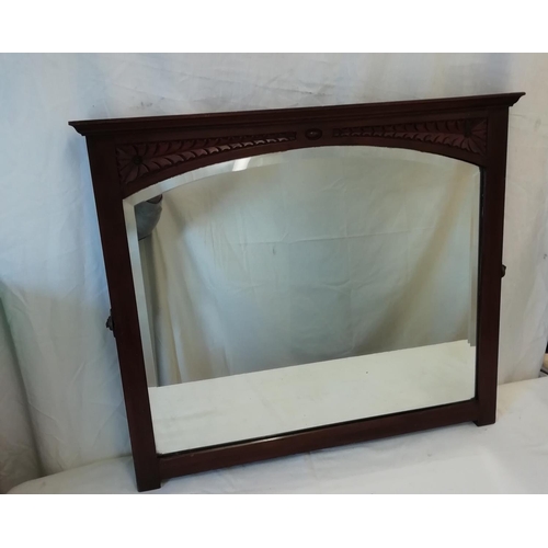 612 - Oak Framed Bevel Edged Mirror. 68cm x 62cm. This Lot is Collection Only