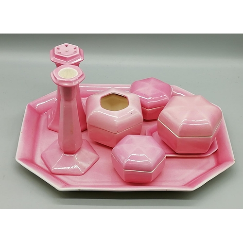 650 - Pink Ceramic Dressing Table Set