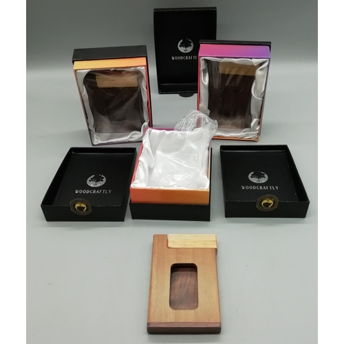 658 - 'Woodcraftly' Desk Business Card Holders (3) - Boxed