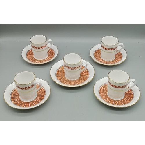 662 - Spode Provence Coffee Cups and Saucers in the 'Terra Rosa' Pattern (10 Pieces)