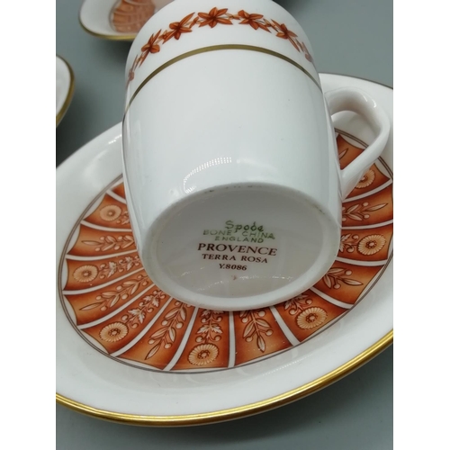 662 - Spode Provence Coffee Cups and Saucers in the 'Terra Rosa' Pattern (10 Pieces)