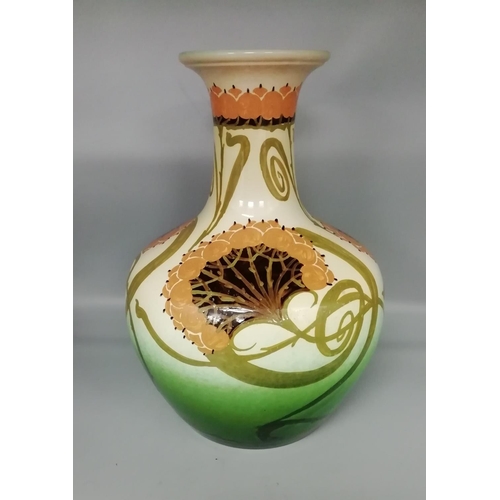 78 - Large Stoneware Burman Tofts Style Hand Painted Vase. 33cm High
