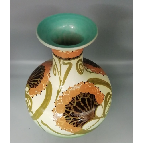 78 - Large Stoneware Burman Tofts Style Hand Painted Vase. 33cm High