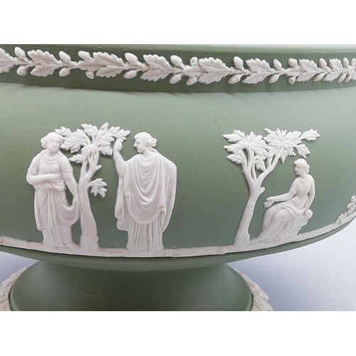 79 - Wedgwood Green Jasper Footed 21cm Diameter Fruit Bowl with Neo Classical Pattern