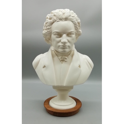 84 - White Bust of Beethoven. 33cm High