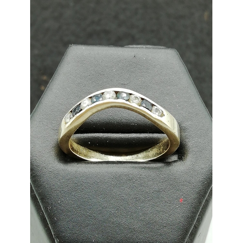 54 - Ladies 14ct Sapphire & Diamond Ring, 2.65 Grams, Size N