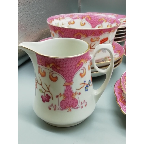 564 - Union China 25 Pieces including Cups, Sugar Bowls, Jugs, Cups, Saucers, Cake Plate, etc