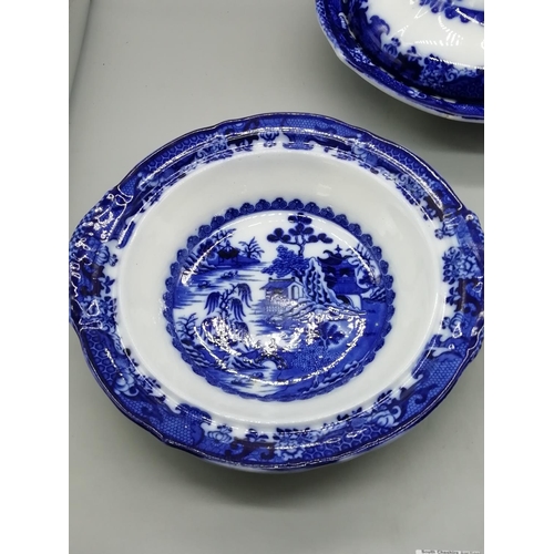 570 - Mason's Flo Blue Tureens, c1860's (2). Repair to Lids on Both. This Lot is Collection Only.