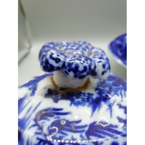 570 - Mason's Flo Blue Tureens, c1860's (2). Repair to Lids on Both. This Lot is Collection Only.
