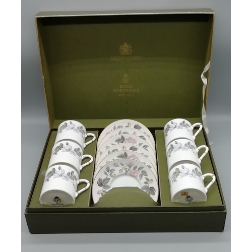 726 - Royal Worcester 12 Piece Coffee Set in Box in the 'June Garland' Pattern