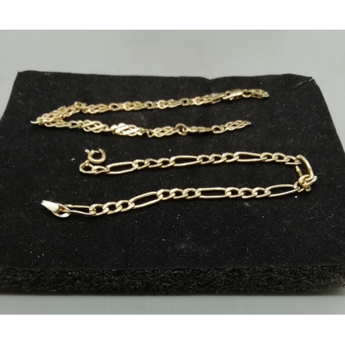 13 - 2 x 9ct Gold Bracelets (Need Attention to Clasps) 5.2gm