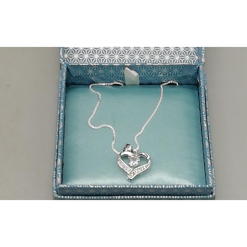 145A - Silver Heart Shaped Pendant with a Chain