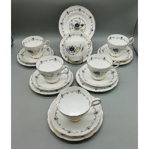 157 - Fine Bone China 18 Piece Part Tea Set in a Floral Pattern.