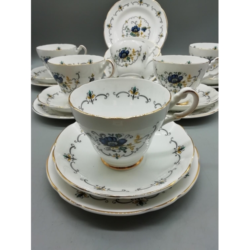 157 - Fine Bone China 18 Piece Part Tea Set in a Floral Pattern.