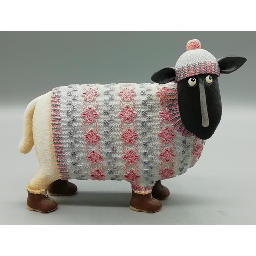 160 - Enesco Sheep Figure 'Woolly Jumper'. 14cm High