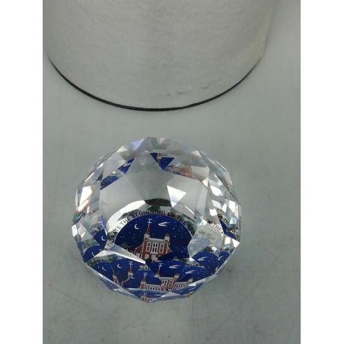 160C - Millenium Crystal Paperweight in Box
