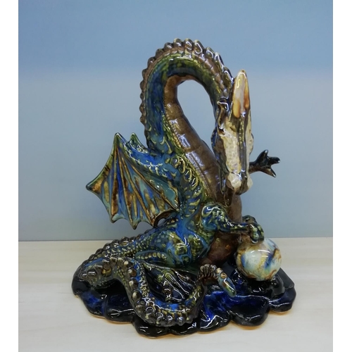 167 - Anita Harris 22cm Stoneware Lustre Treasure Dragon