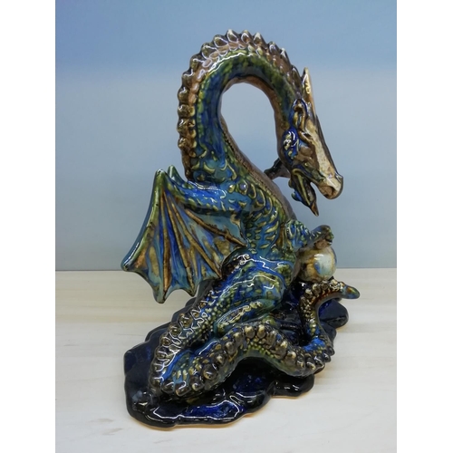 167 - Anita Harris 22cm Stoneware Lustre Treasure Dragon
