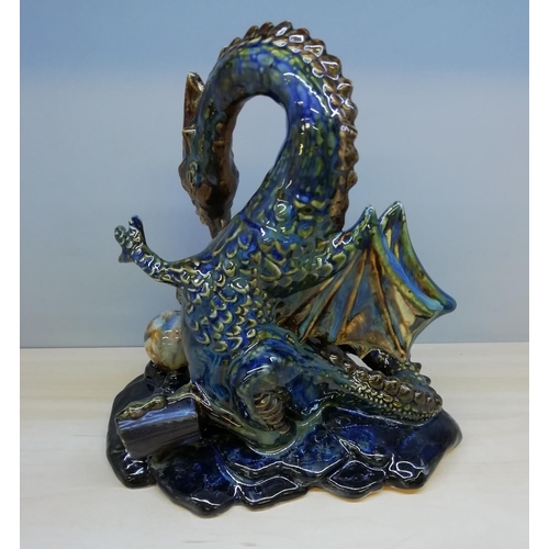 167 - Anita Harris 22cm Stoneware Lustre Treasure Dragon