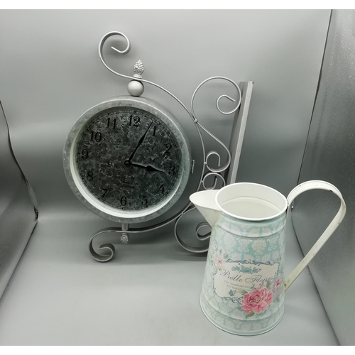 182 - Double Sided Garden Clock plus Floral Patterned Jug