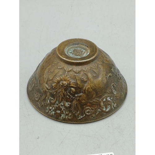353 - Bronze Chinese Miniature Bowl. 6cm Diameter. 2cm High.